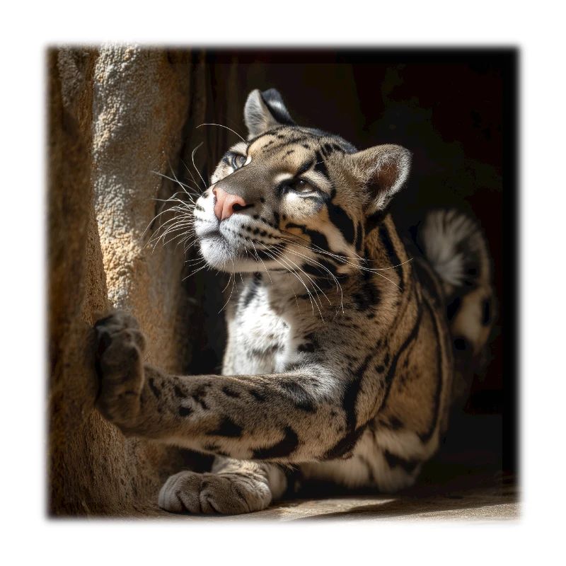 Clouded leopards in the sunlight Elegant wildcats