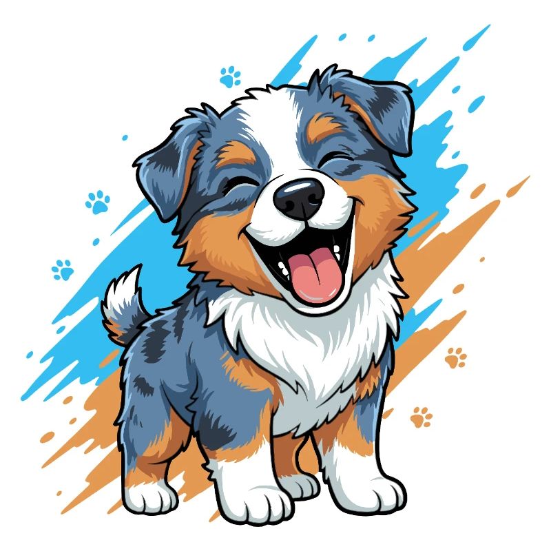 Ami chiot joyeux dans une touche de couleur