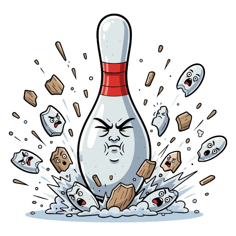 Dessin animé explosif de quilles de bowling