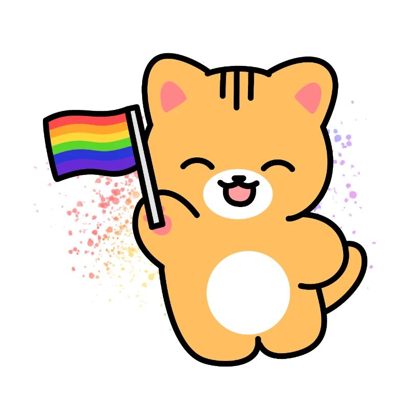 Kätzchen mit Pride-Fahne
