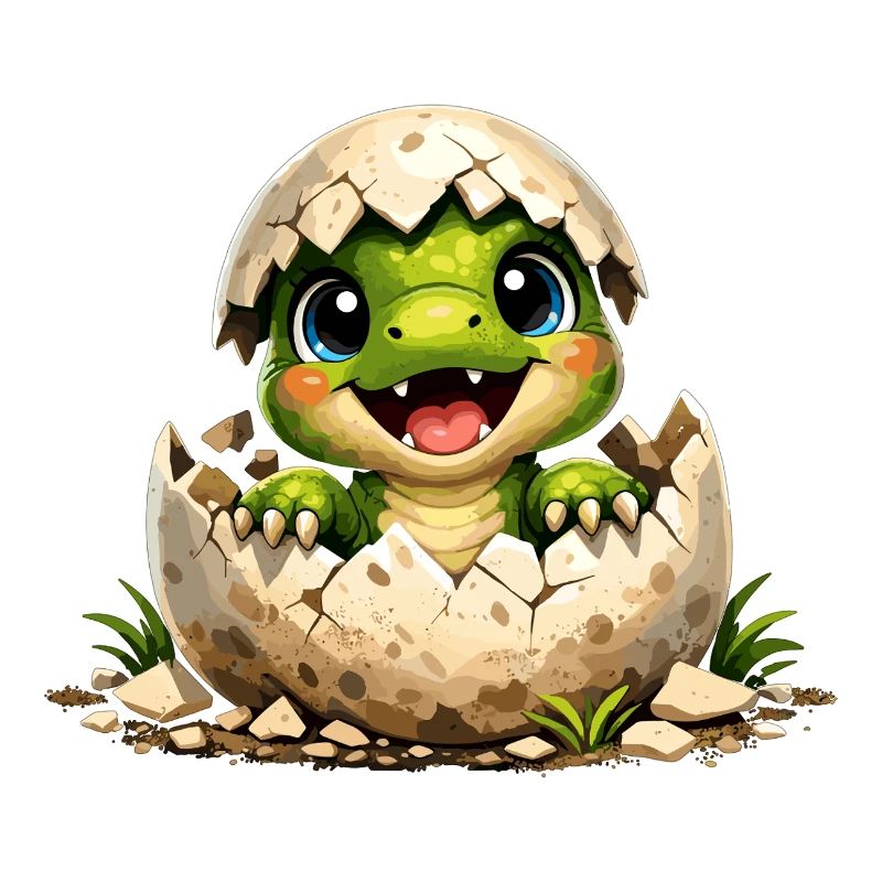 Cute baby dinosaur hatches from the egg