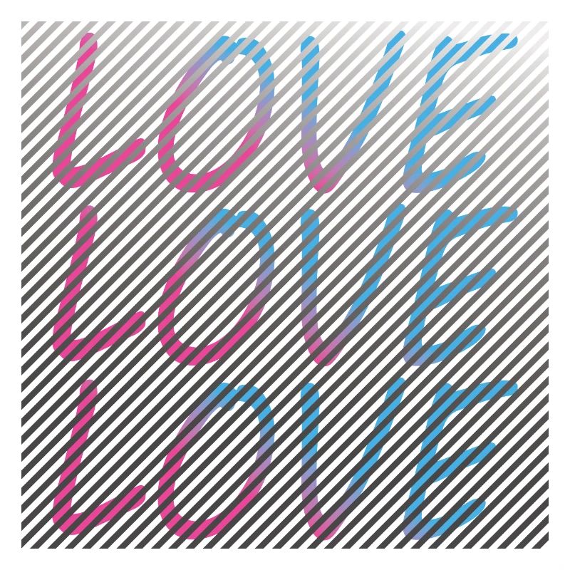 Gradient Love lettering on stripes