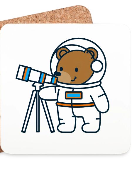 Astronautenbär am Teleskop