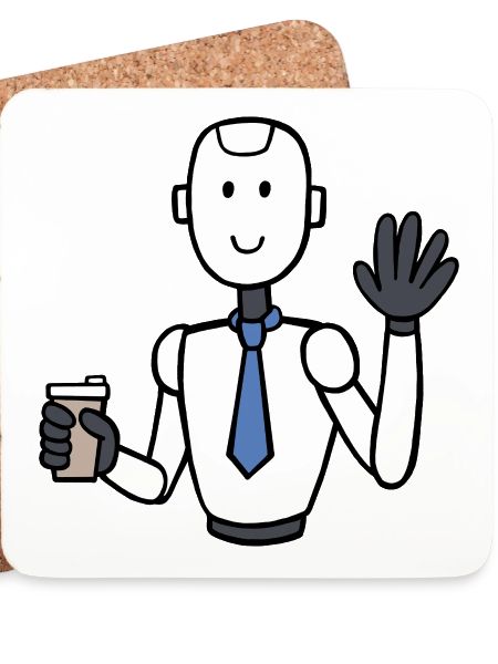 Geschäftsmann-Roboter mit Kaffee
