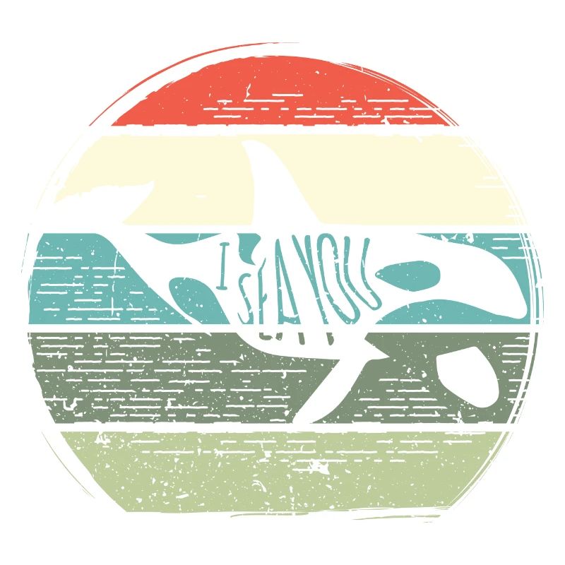 Retro Whale Sunset Circle