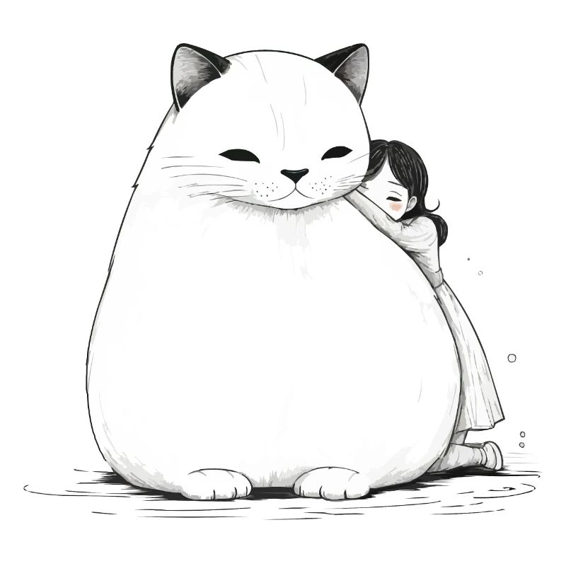 Big cuddle with a cat