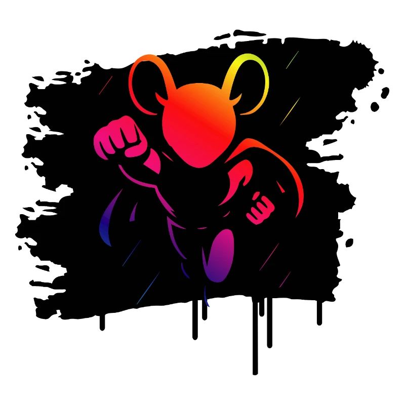 Superhero Mouse Neon Gradient Hero Cartoon