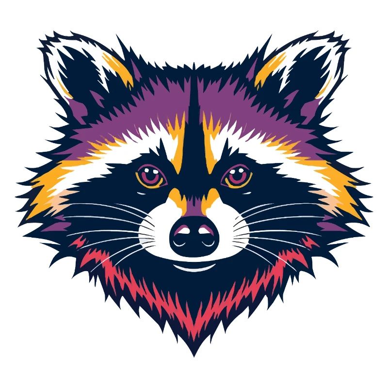 Neon Waschbär Kopf