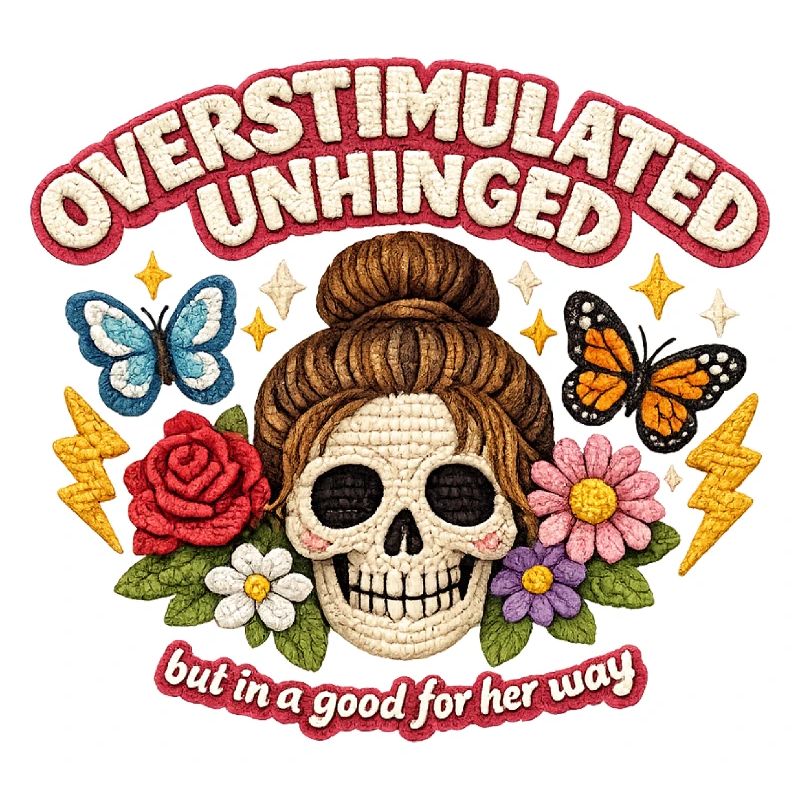Überstimulierter Schädel mit Blumen Patch