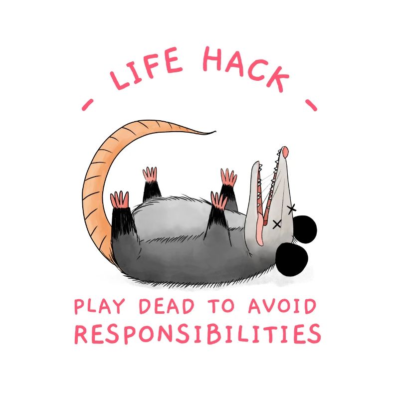 Play Dead To Avoid Responsibilities, Funny Opossum