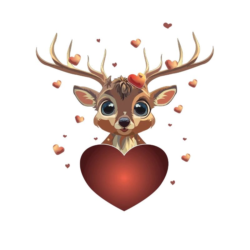 Heart Comic Deer Valentine's Day Gift Wild