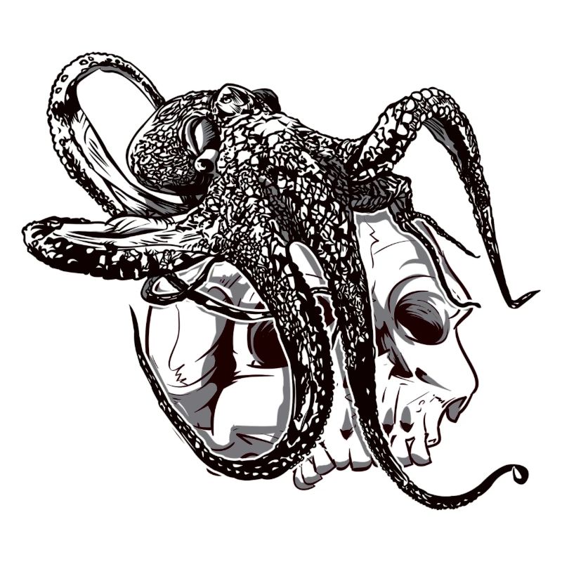Octopus octopus on a skull gift