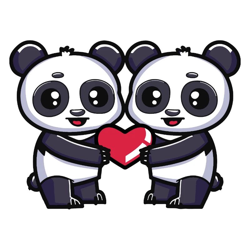 Panda Paar Herz
