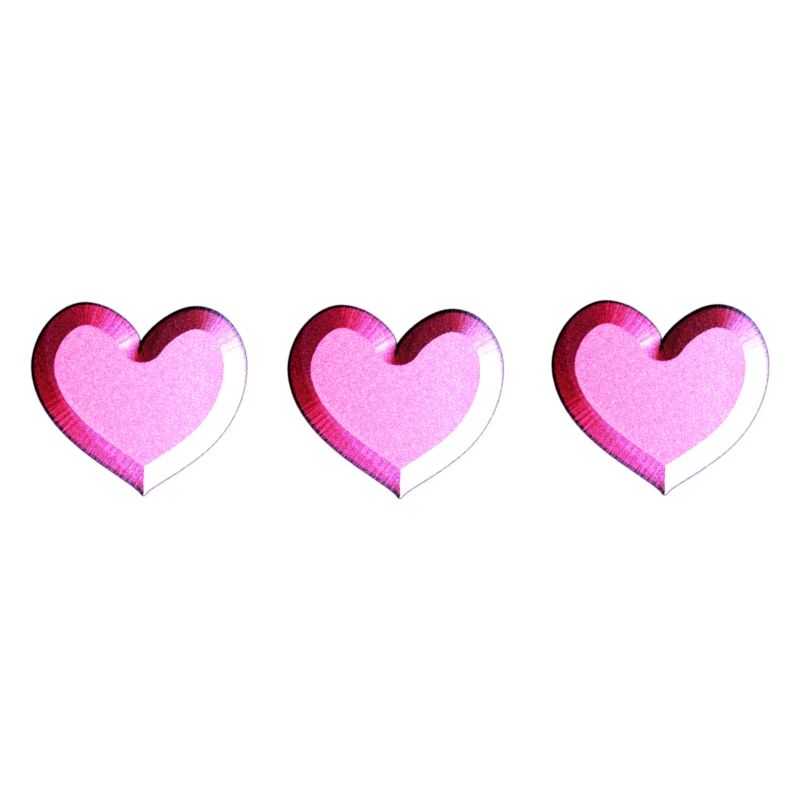 three hearts pink glitter