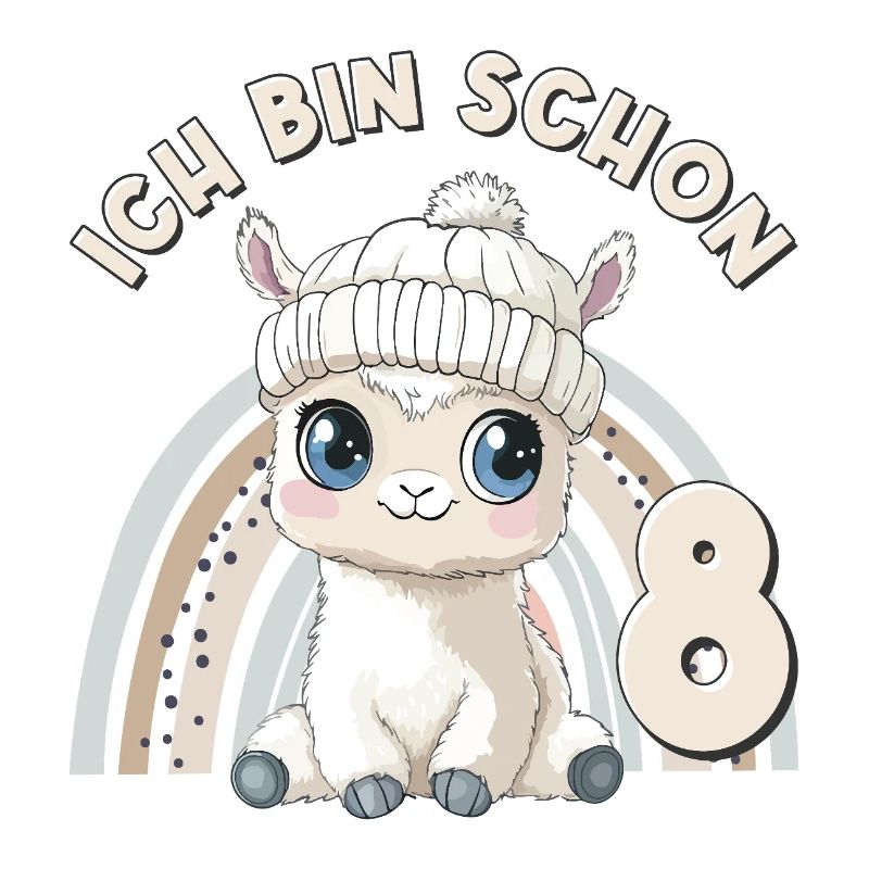 8th Birthday Alpaca Llama Rainbow Cute Cute