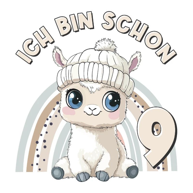 9th Birthday Alpaca Llama Rainbow Cute Cute