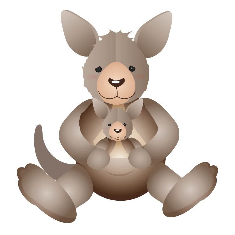 Kangaroo mom with small sugar-sweet offspring
