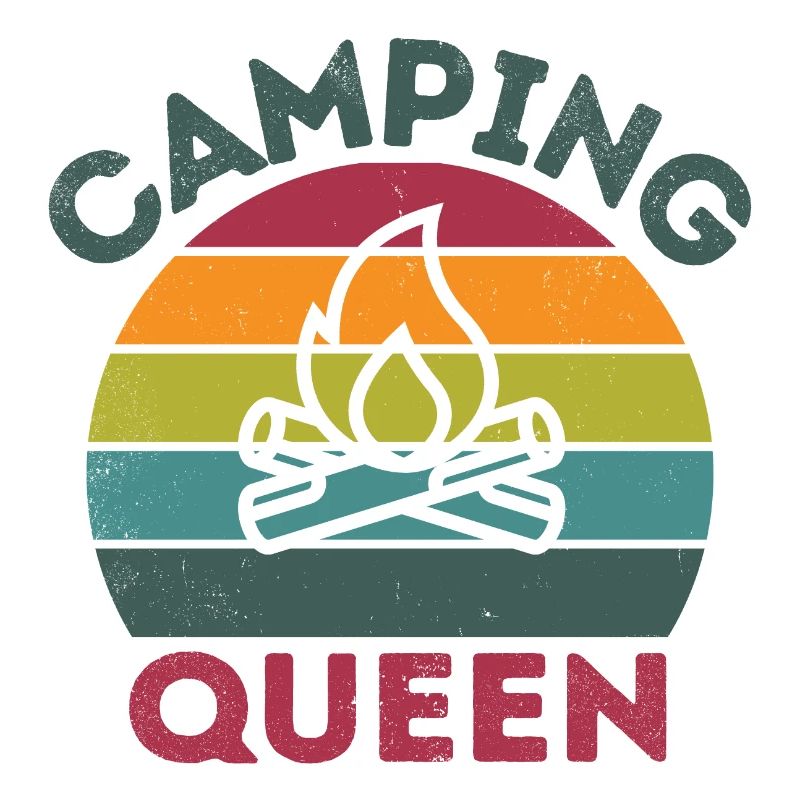 Camping Queen retro dark distressed