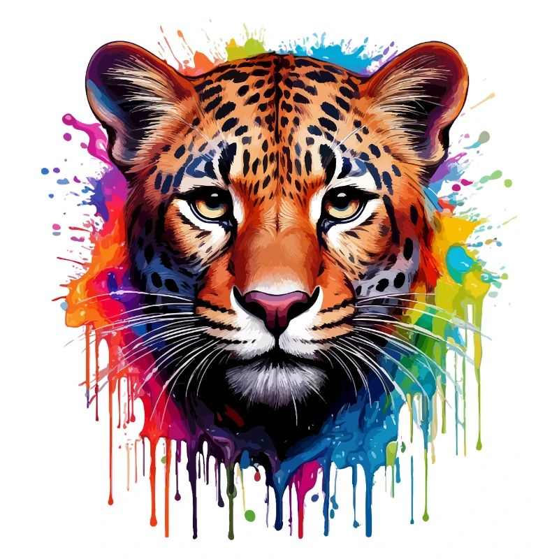 Leopard Farbexplosion Aquarell