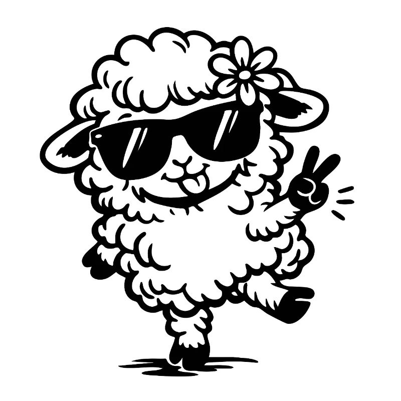 Dancing Sheep with Sunglasses Doodle