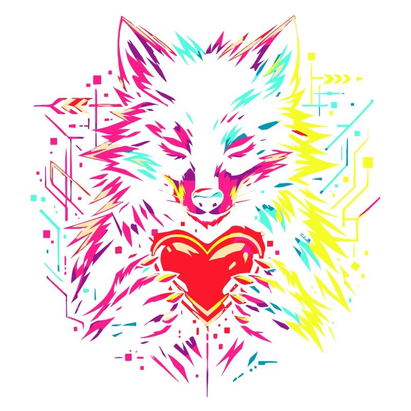 Wolf Umarmt Herz Valentinstag Geschenk