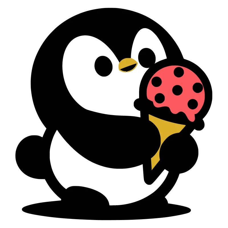 Kleiner Pinguin mit Eis