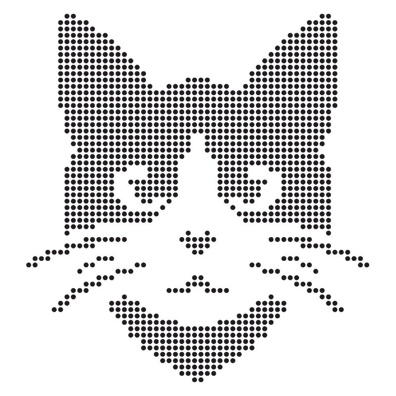 Silhouette de visage de chat à points