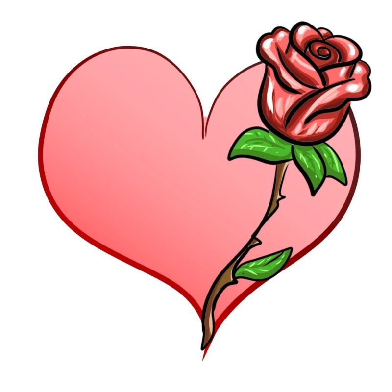Symbole de forme de cœur de fleur de rose