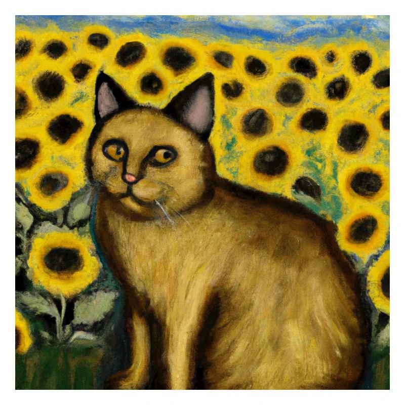 Katze im Sonnenblumenfeld
