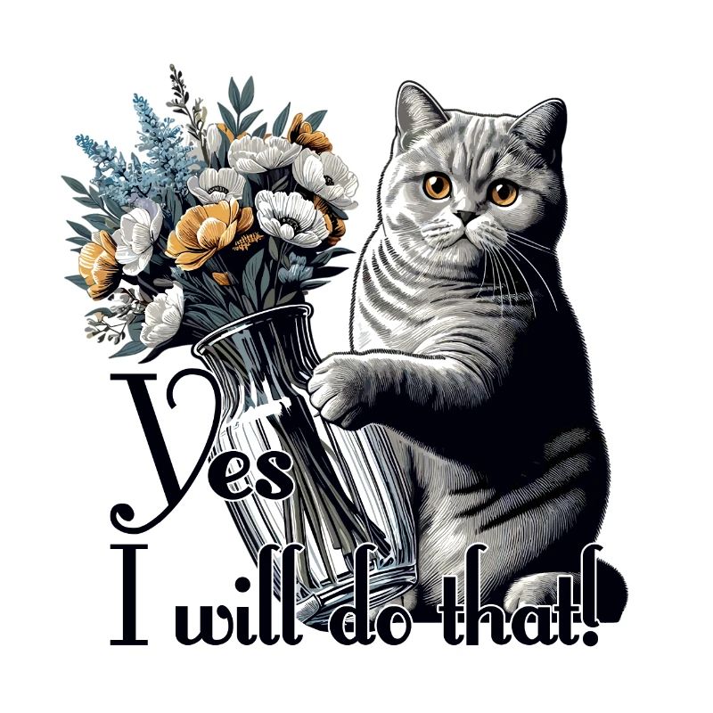 BKH Britisch Kurzhaar Katze Vase umkippen Geschenk