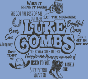 Motif Luke Combs Chansons Country personnalisé sur vêtement