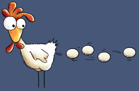 Motif Attention, projectile poule ! Humour basse-cour personnalisé sur vêtement