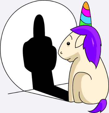 lustiges Freches Einhorn Schatten Mittelfinger