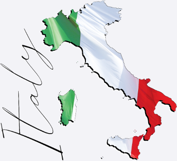 Italien Flagge in der Italien Landkarte EN