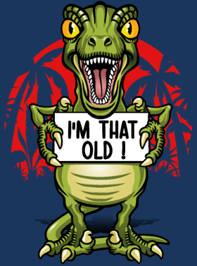 Motif Vieux Comme un Dino personnalisé sur vêtement