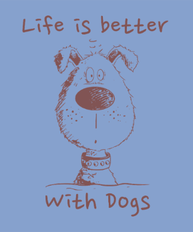 Motif Life Is Better With Dogs - Chien cartoon monochrome personnalisé sur vêtement
