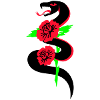 retro tattoo snake with roses
