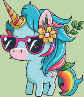 Craquez pour ce motif de licorne irrésistiblement mignonne ! Avec ses lunettes de soleil tendance et sa crinière fleurie aux couleurs de l'a...