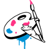 Pinsel,Farbe und Mischpalette