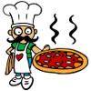 disegno divertente dello chef pizza pizzeria