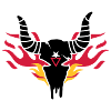 Bull skull with flames
