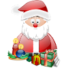 Weihnachtsmann und helle Geschenke