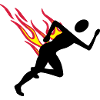 Jogger with flames