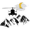 Heli, mountains, moon, clouds