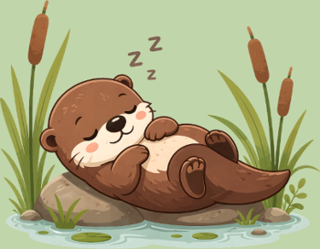 Loutre Endormie dans les Roseaux - Douceur Naturelle