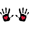 Double Handprint Red Heart