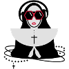 The nun with sunglasses and headphones