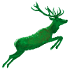 Deer jumps into the green
