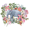 Elefant im Blütendschungel
