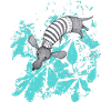 Dachshund with turquoise leaves